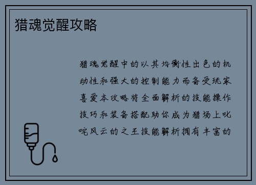 猎魂觉醒攻略